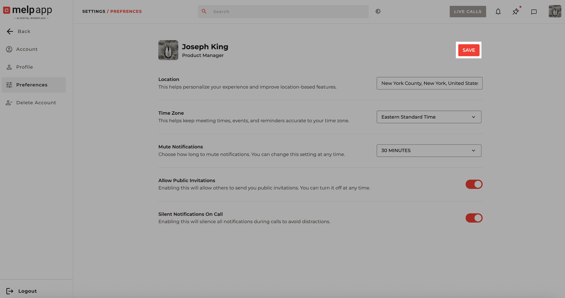 Mute notification save