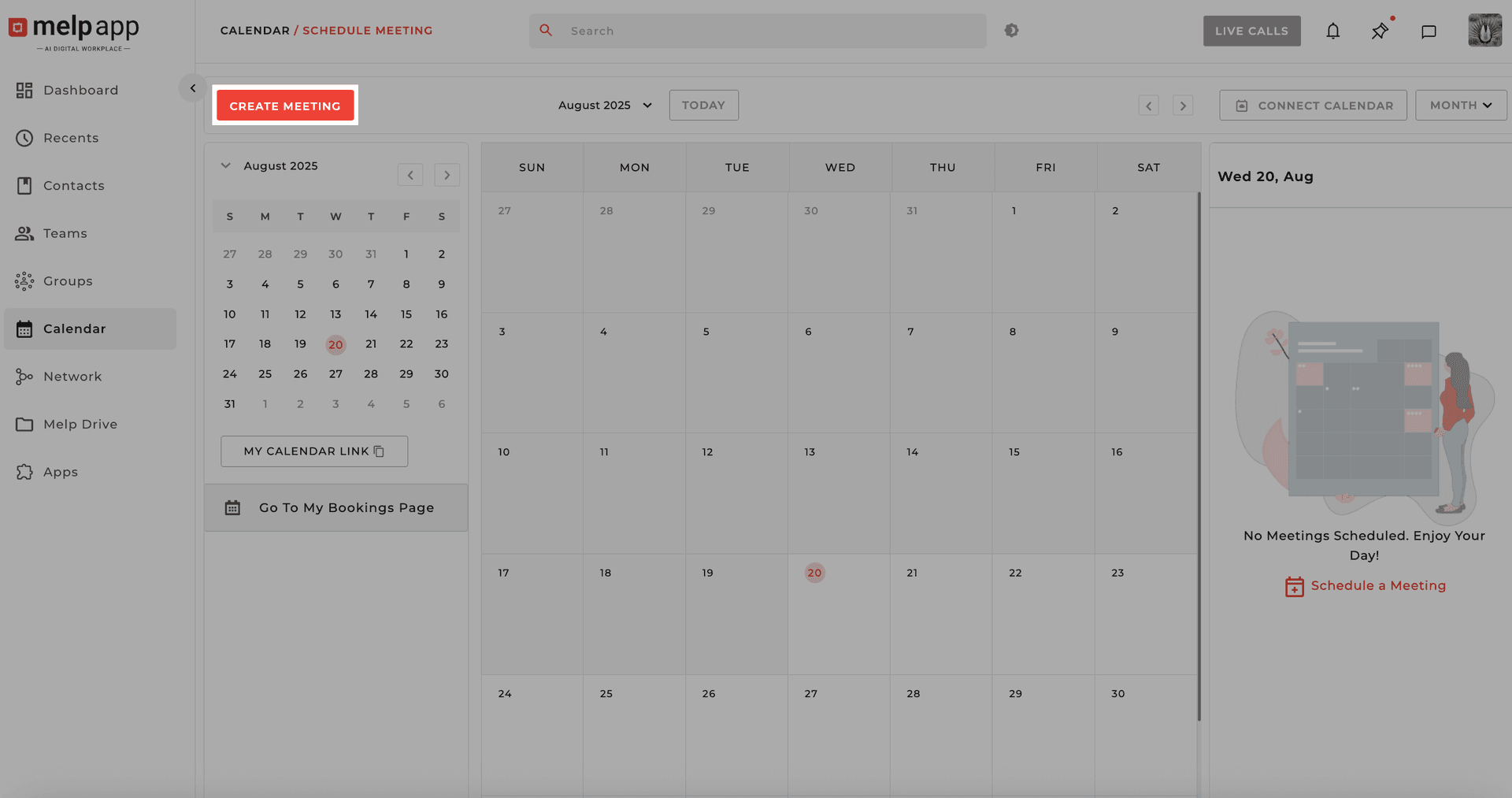 Create meeting from calendar