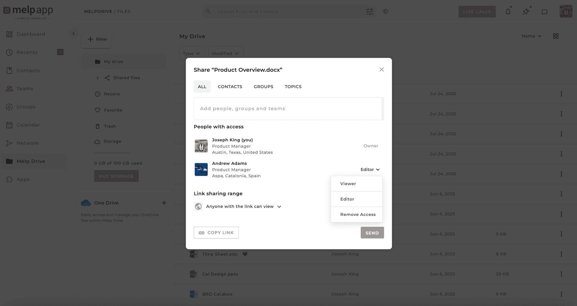 Shared window with access