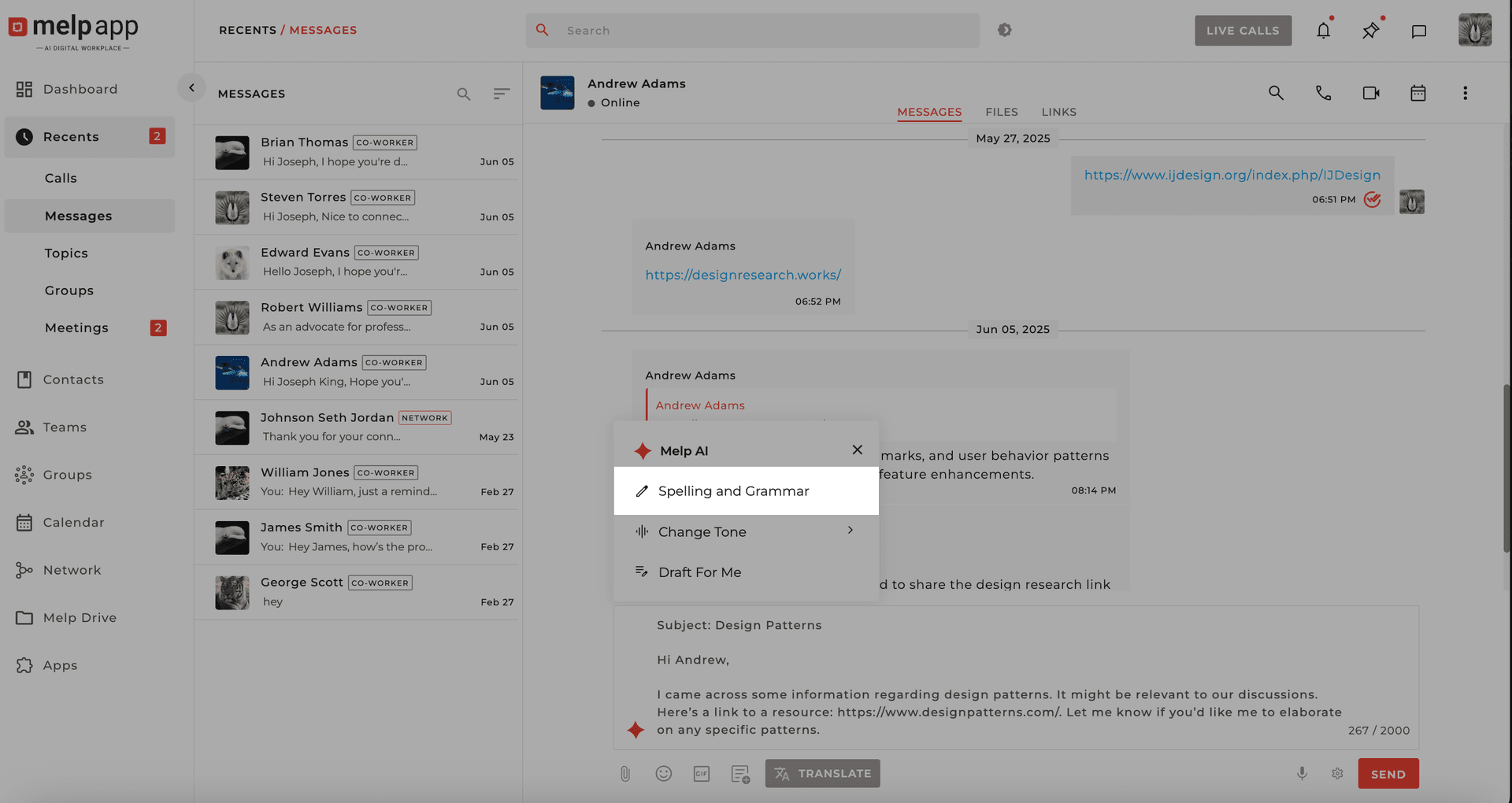Spell and grammar check