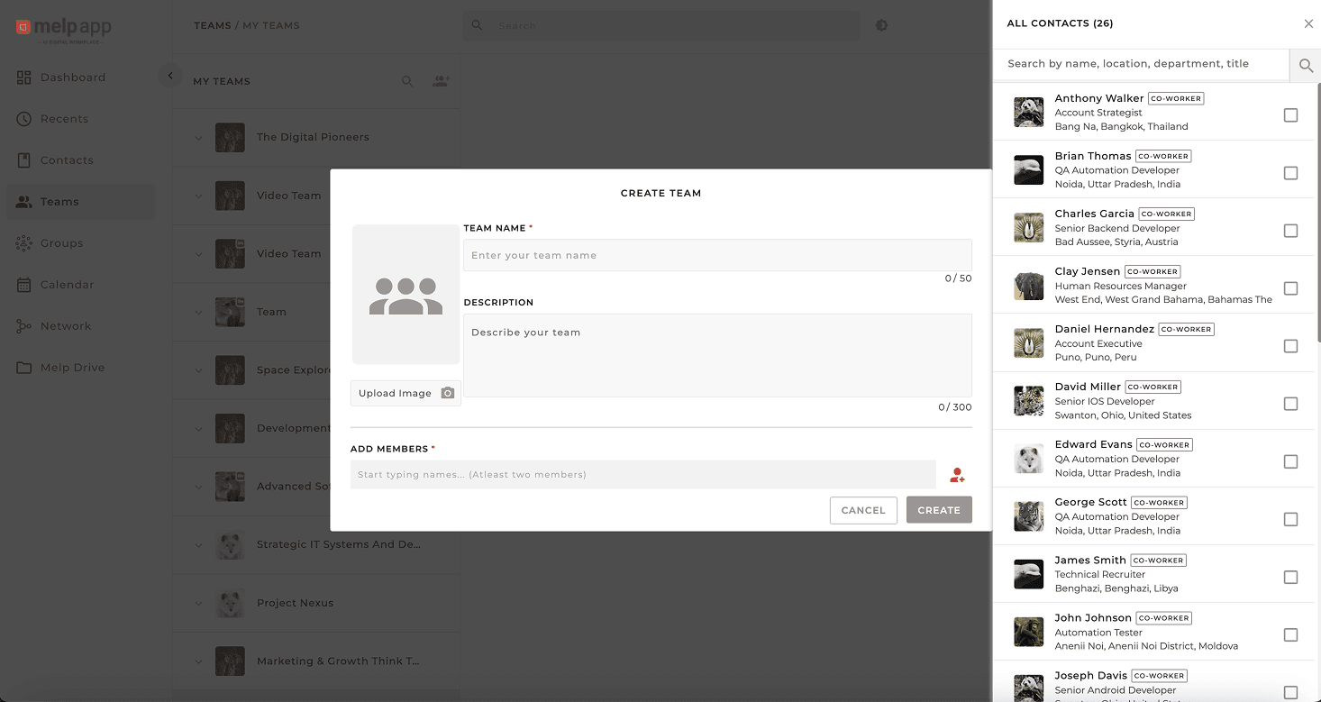 Create team from team