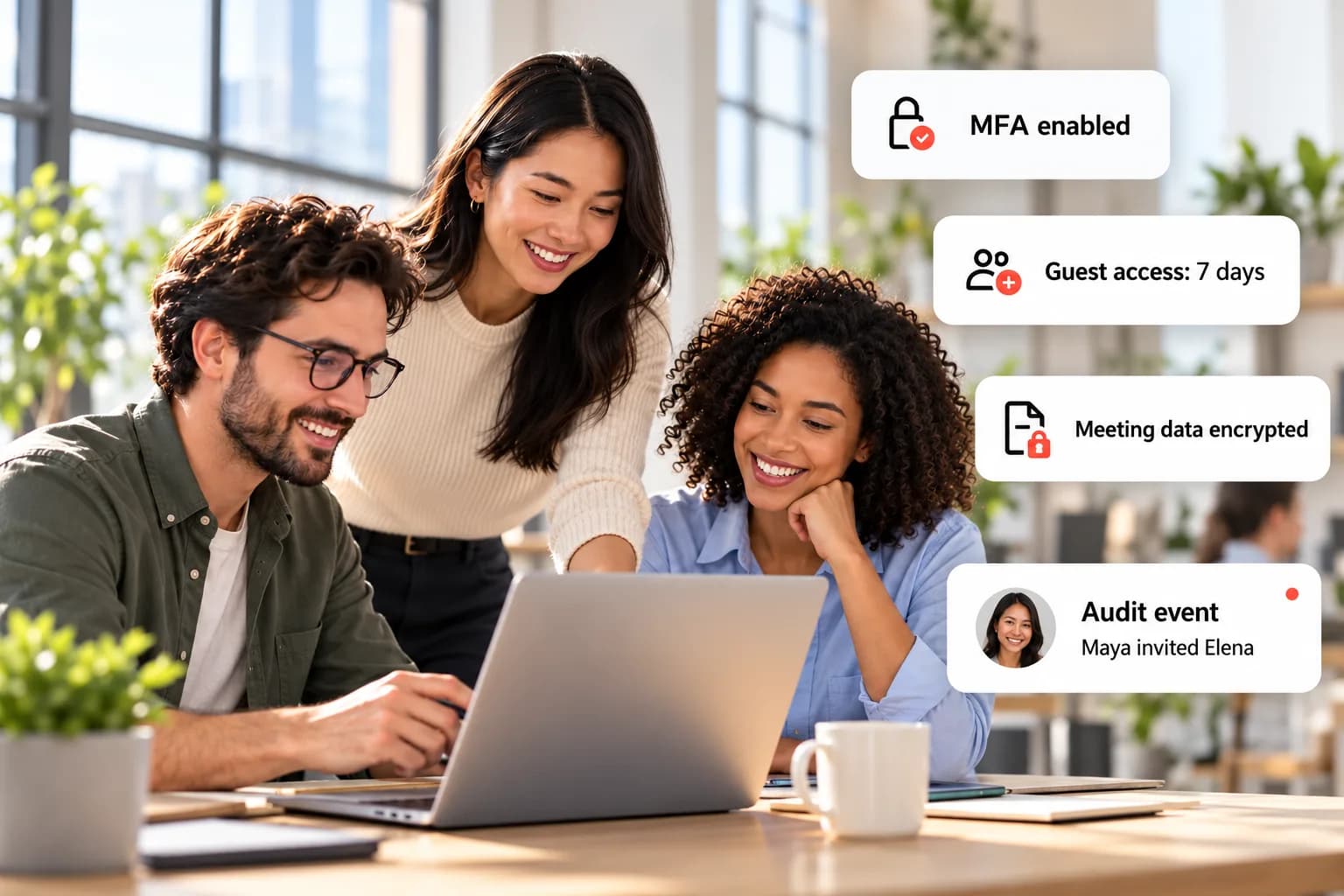 Access permissions for meetings and files in Melp