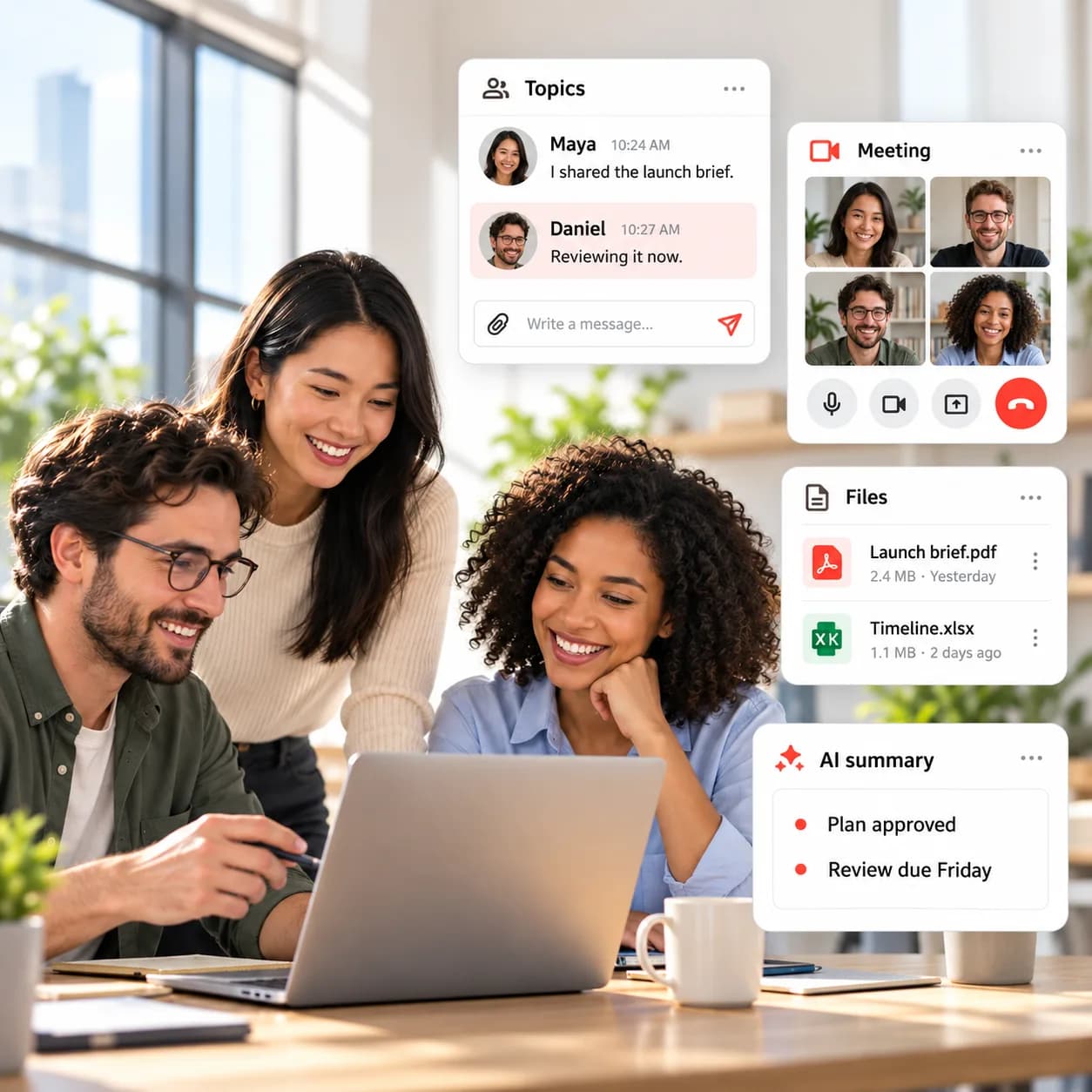 Team chat organized by topic in Melp, a Slack alternative