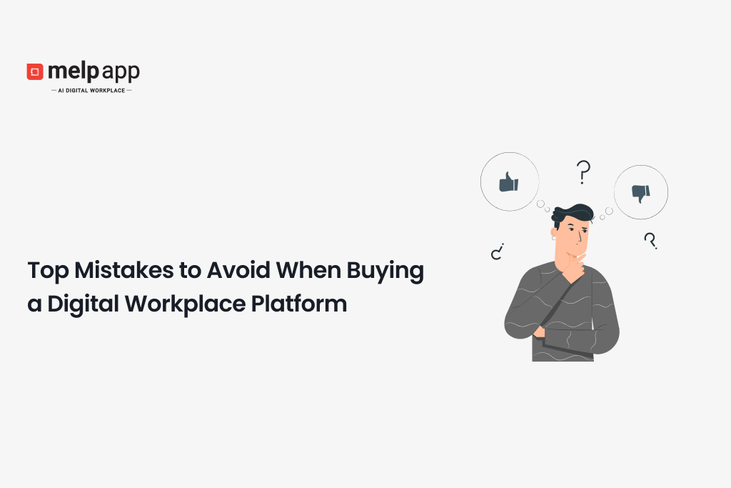 Manager analyzing options to avoid mistakes when buying a digital workplace platform